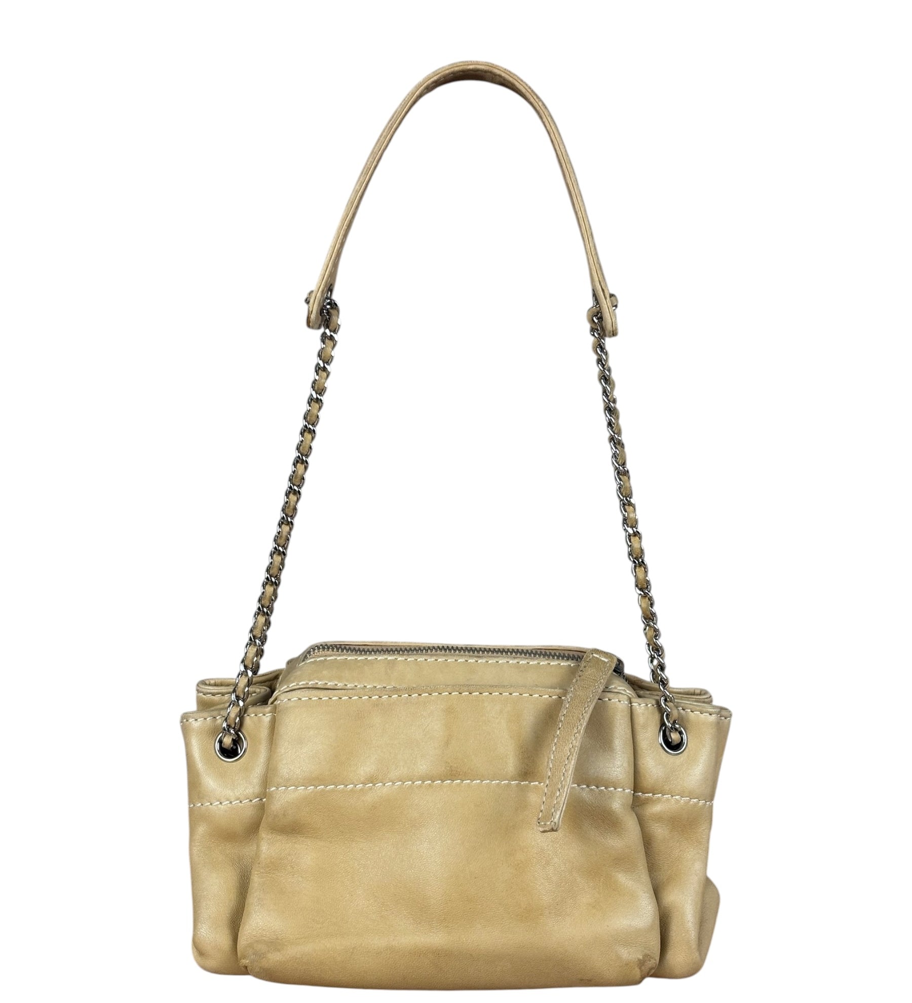 Chanel Warm Beige Leather LAX Accordion Shoulder Bag 2003