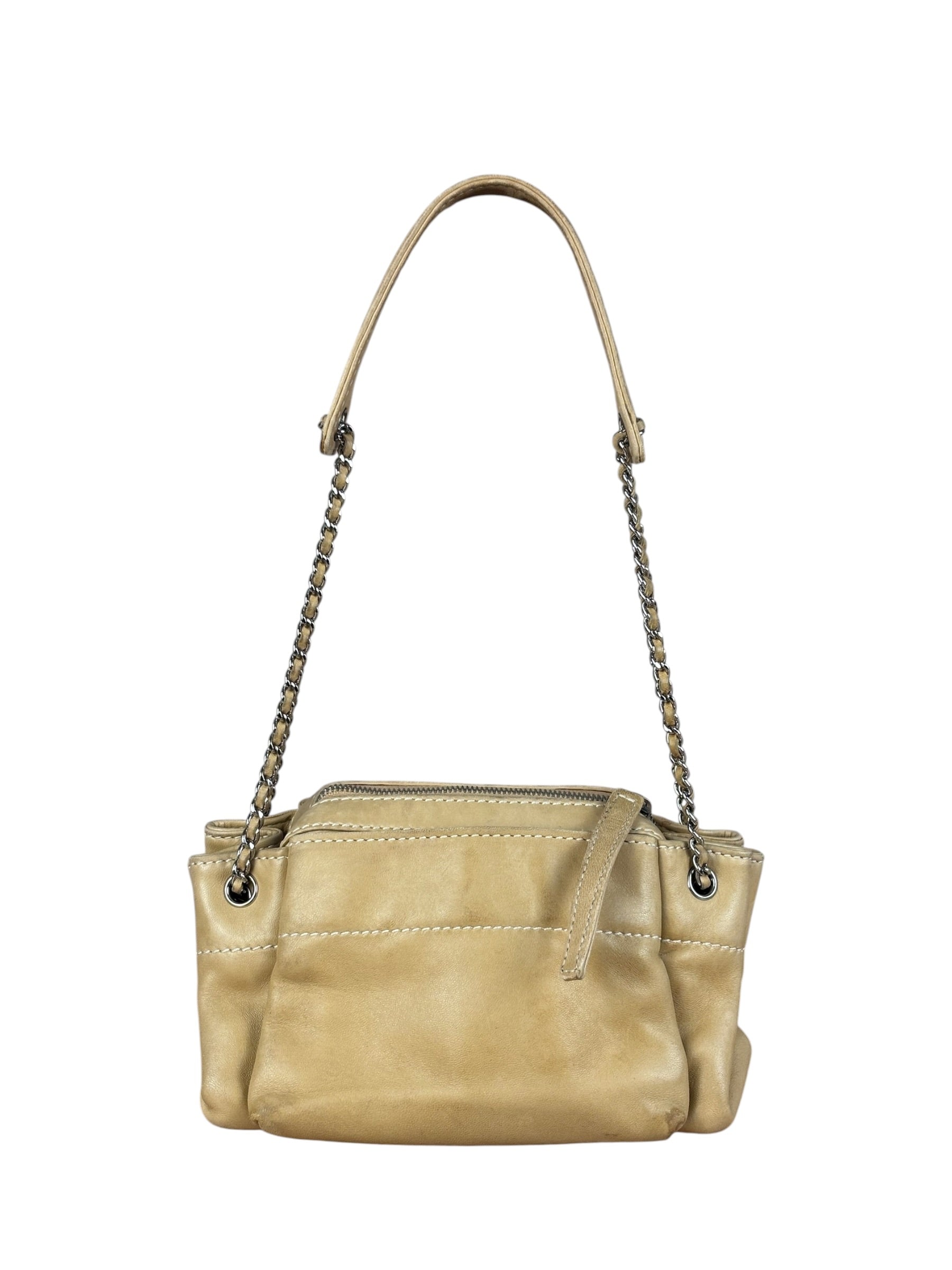 Chanel Warm Beige Leather LAX Accordion Shoulder Bag 2003