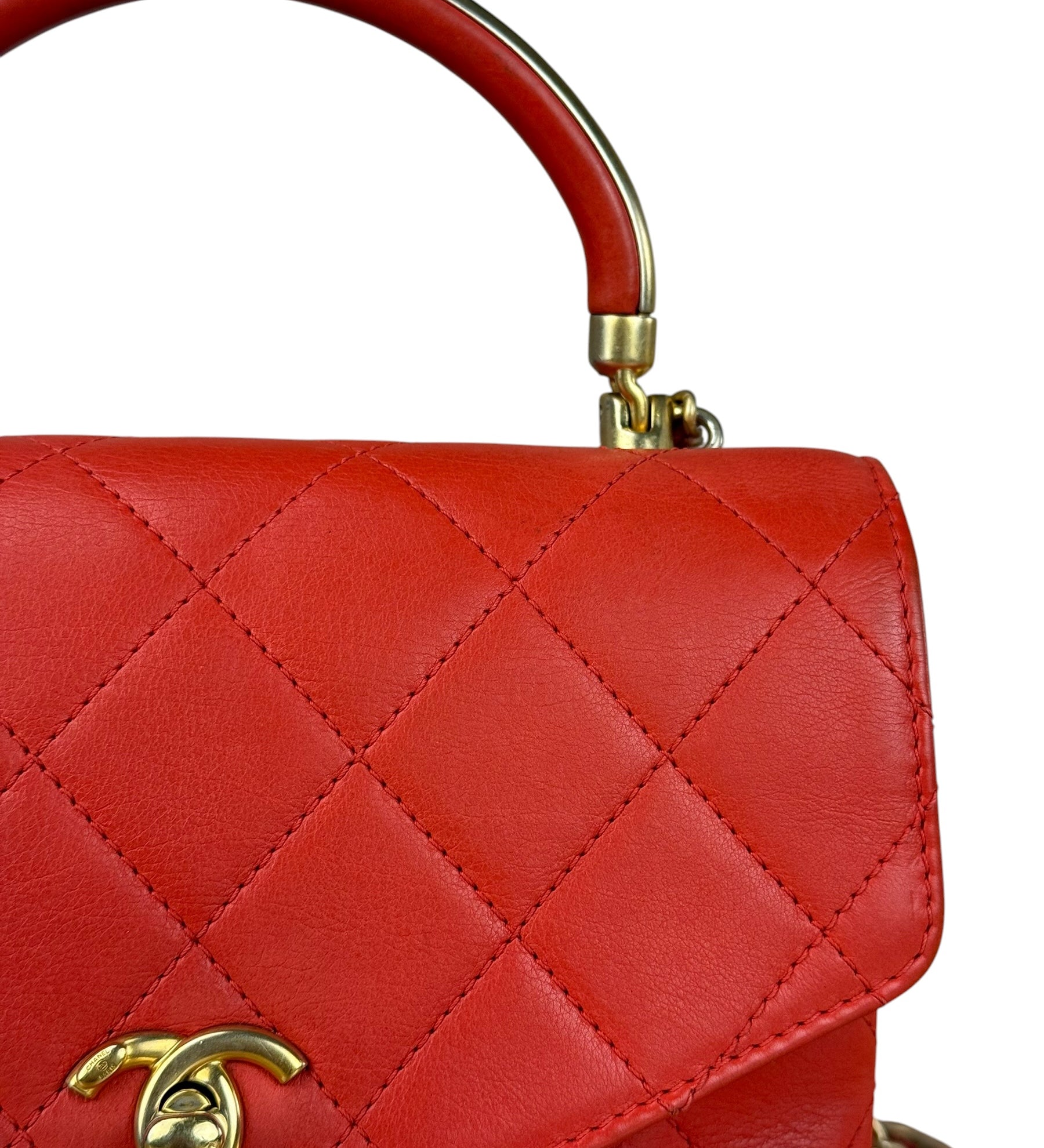Chanel Red Quilted Coco Handle 2Way Handbag 2019
