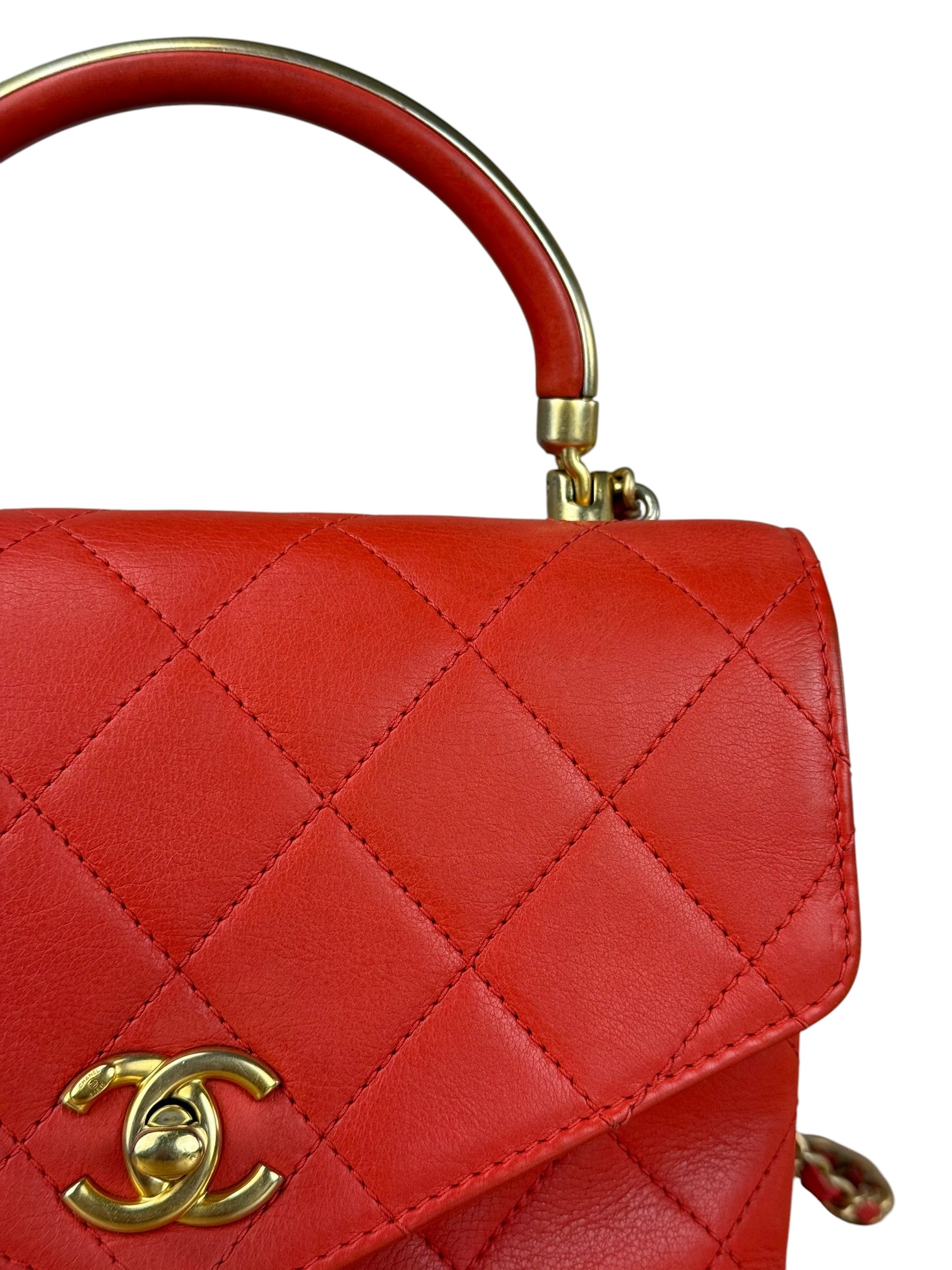 Chanel Red Quilted Coco Handle 2Way Handbag 2019