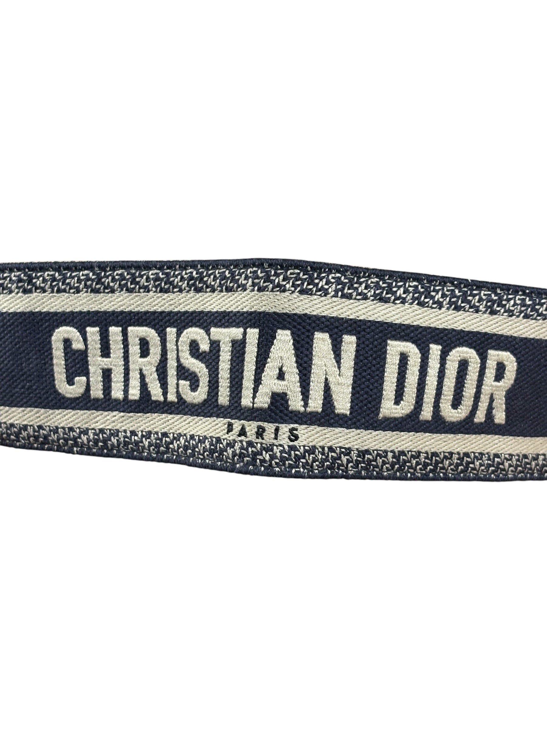 Christian Dior Navy Leather Trim Trotter Saddle Two-Way Bag