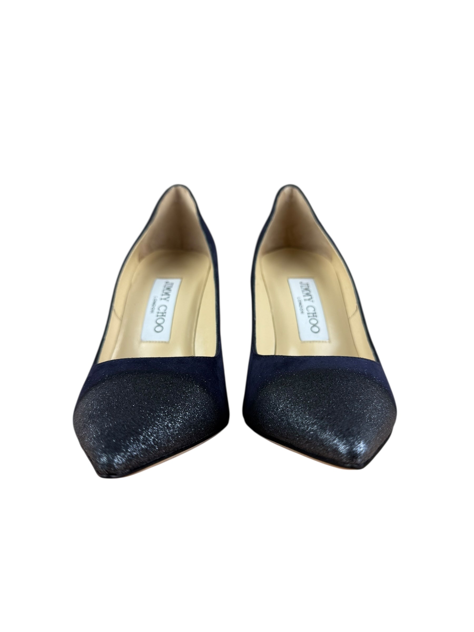 Jimmy Choo Romy Navy Blue Suede Pointed Toe Pumps