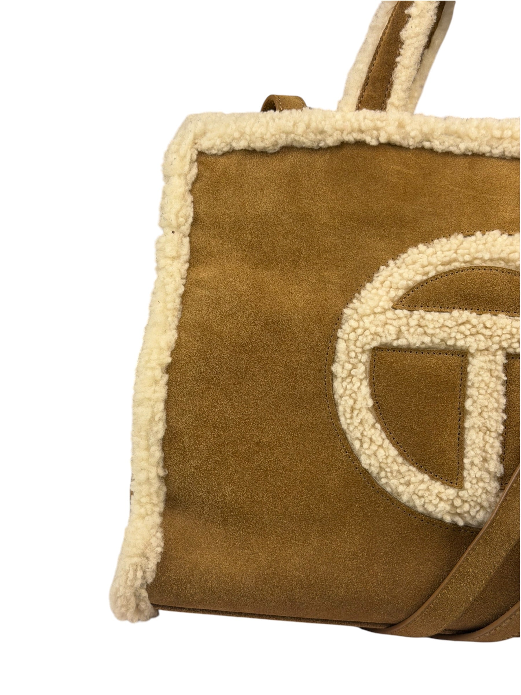 UGG x Telfar Brown Suede Medium Chestnut Shopper Tote