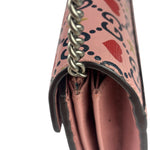 Gucci Pink Leather Dionysus GGCrystal Valentines Small Wallet On Chain
