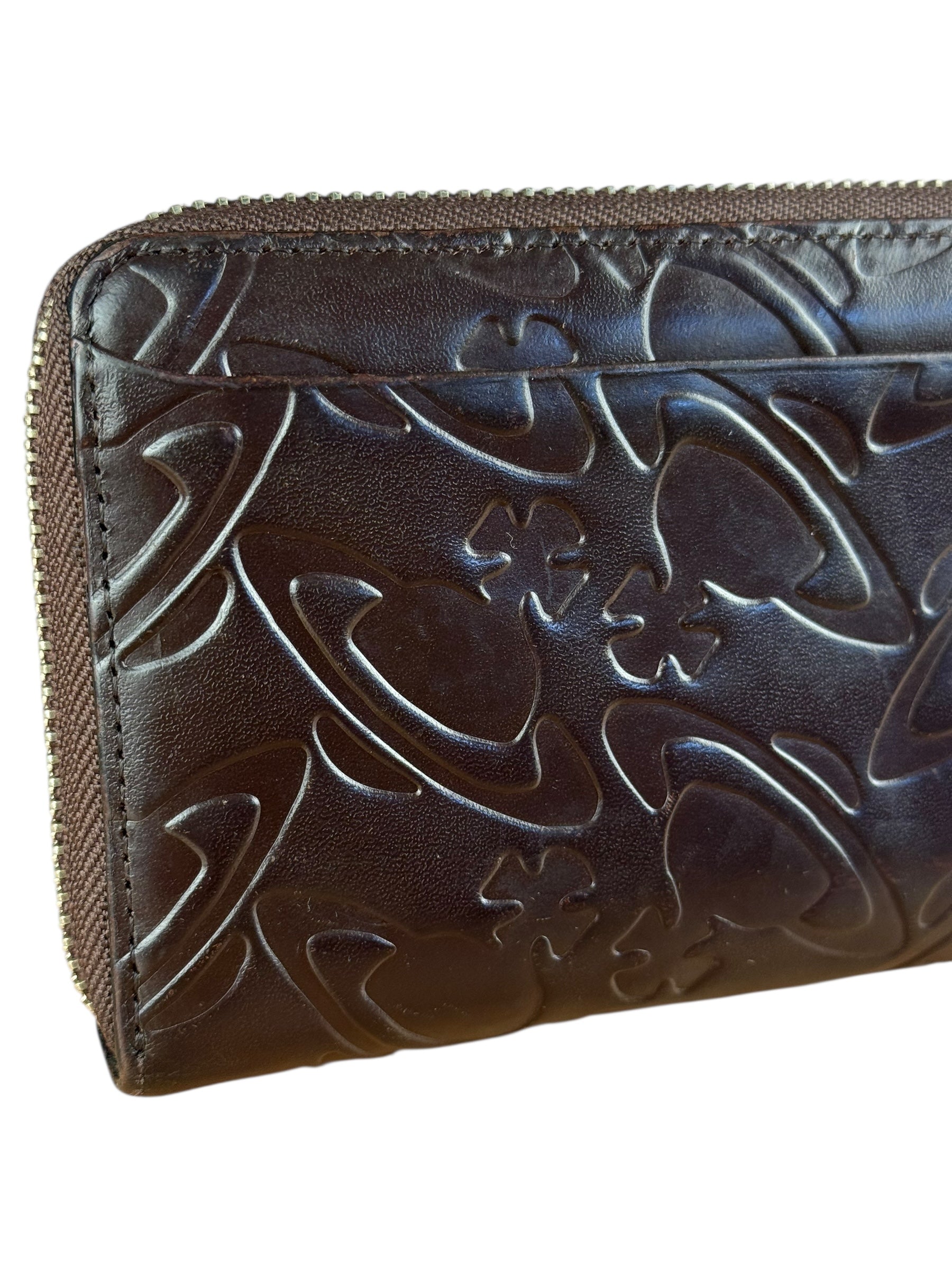Vivienne Westwood Brown Leather Logo Zippy Wallet