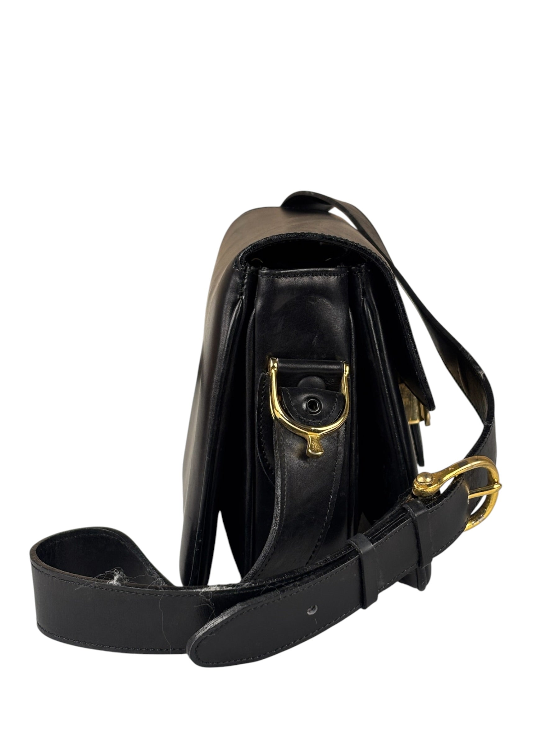 Celine Vintage Black Leather Shoulder Bag