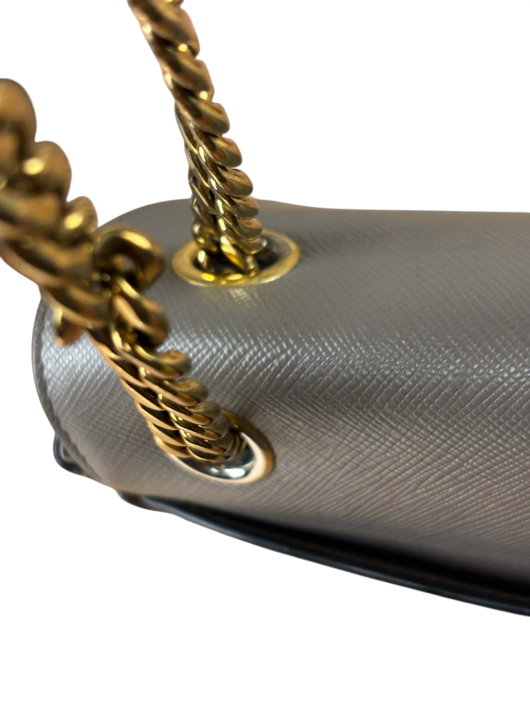 Prada Grey Saffiano Leather Cuir Pattina Crossbody