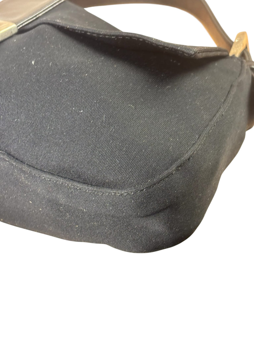 Fendi Black Leather Trim Neoprene Baguette