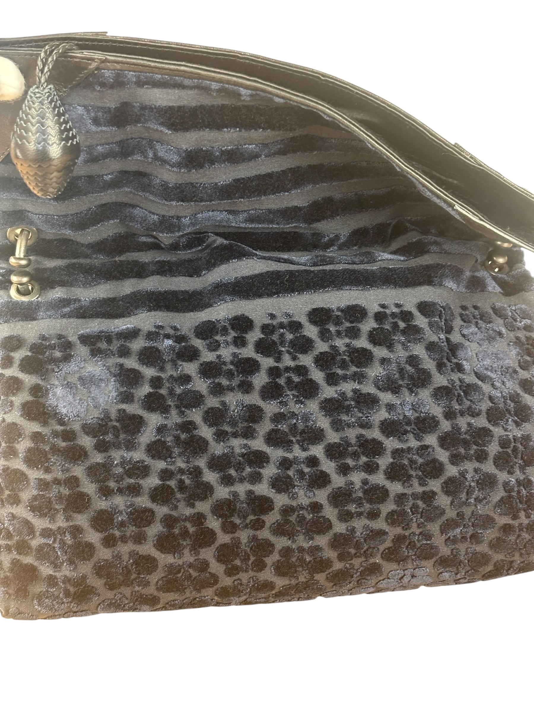Bottega Veneta Vintage Blue Leopard Chenille Shoulder/Hand Bag