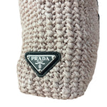 Prada Pink Raffia Woven Crochet Logo Tote Bag