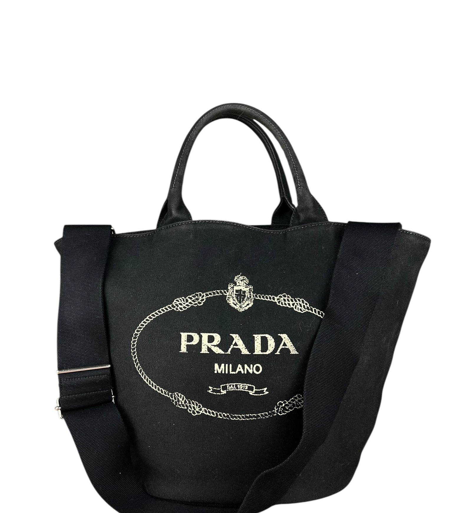 Prada Black Canapa 2Way Handbag