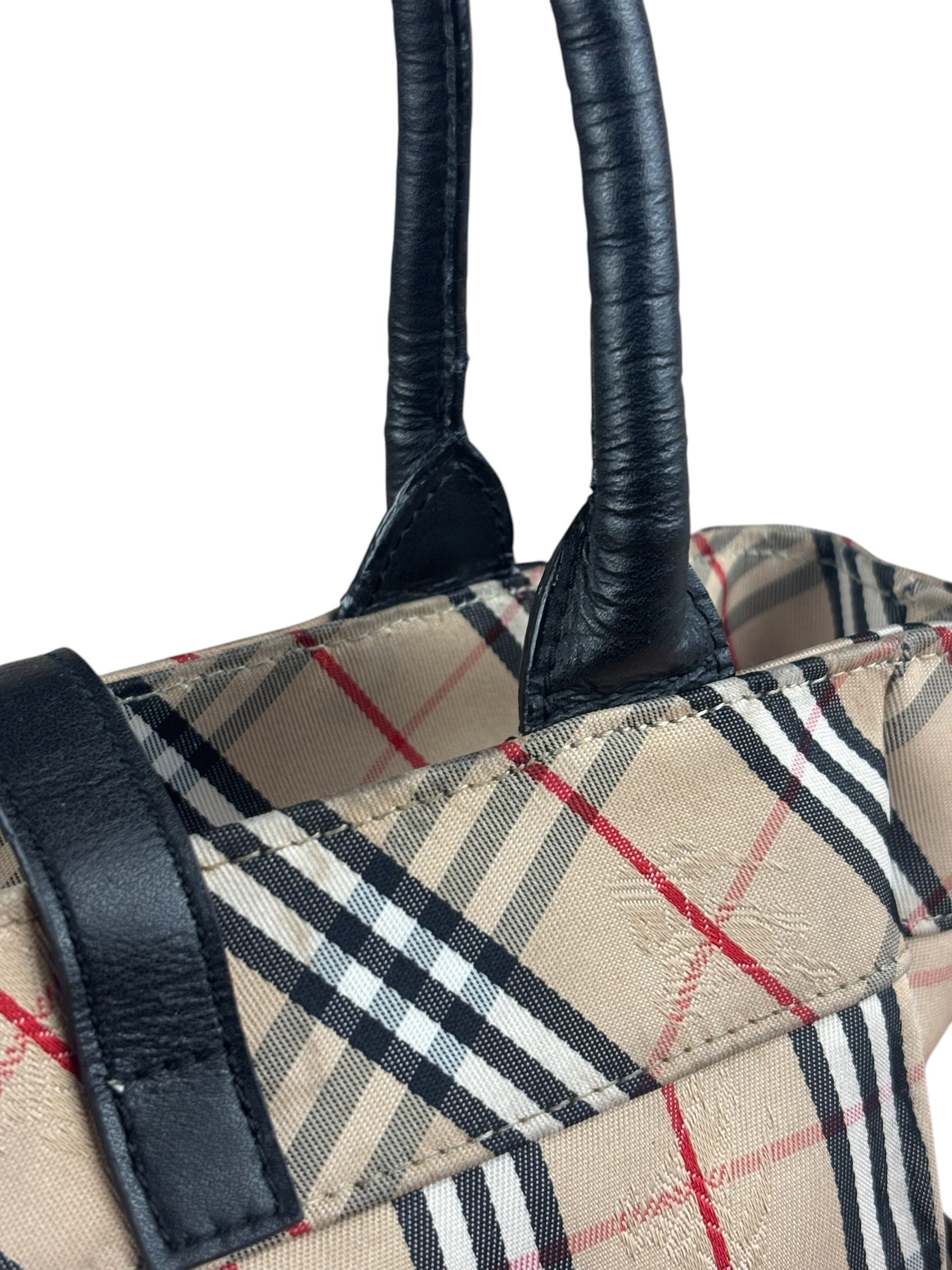 Burberry Vintage Blue Label Nova Check Multi-Pocket Nylon Tote Bag