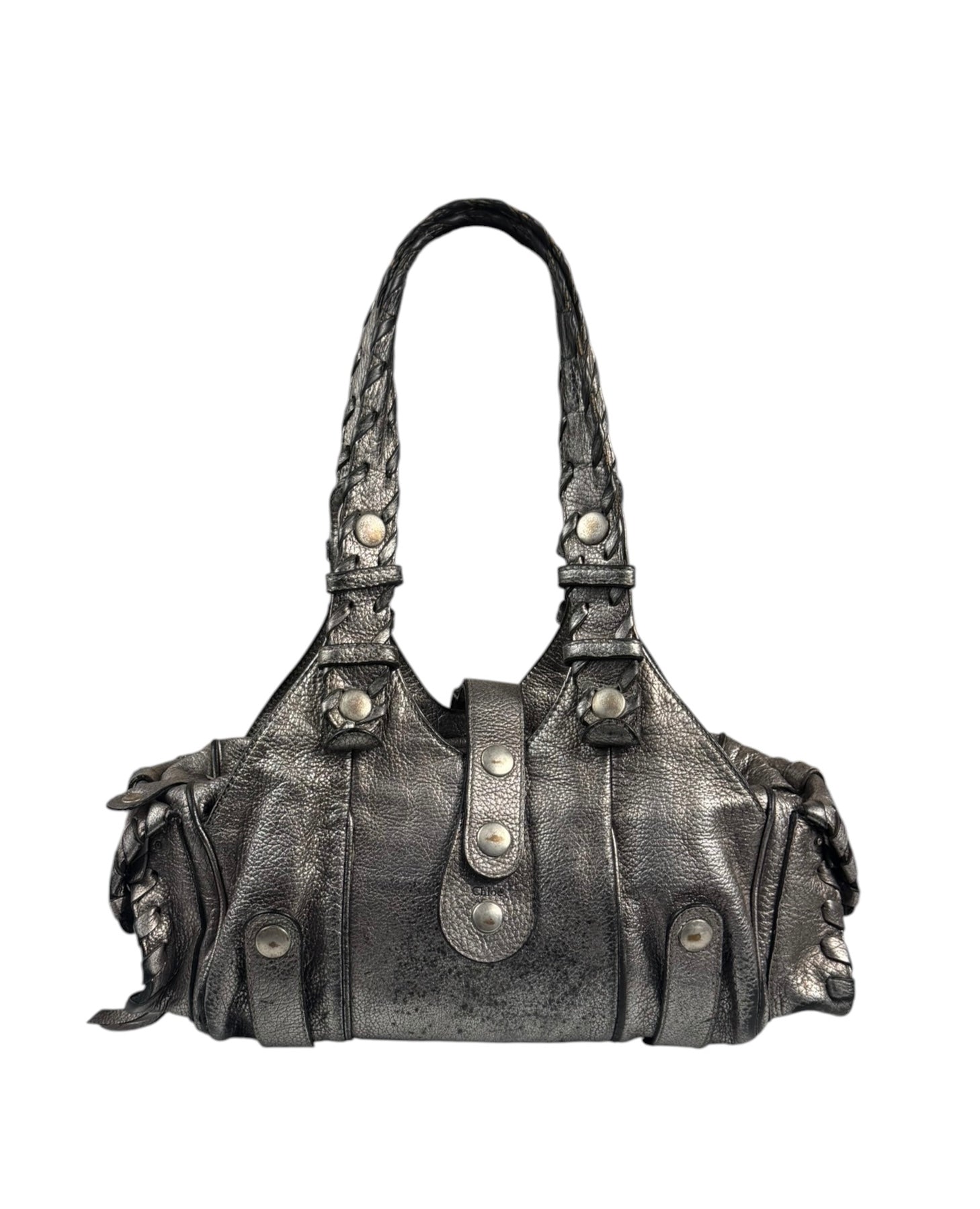 Chloe Metallic Silver Silverado Handbag