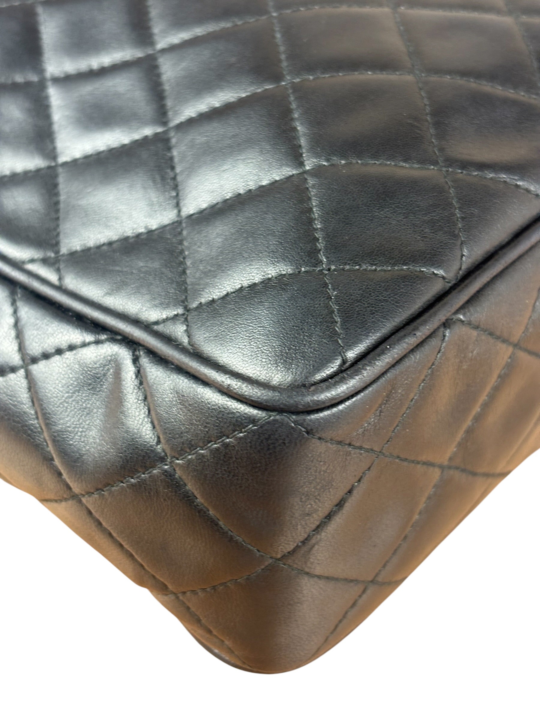 Chanel Vintage Black Quilted Leather Camera Crossbody Bag 1992