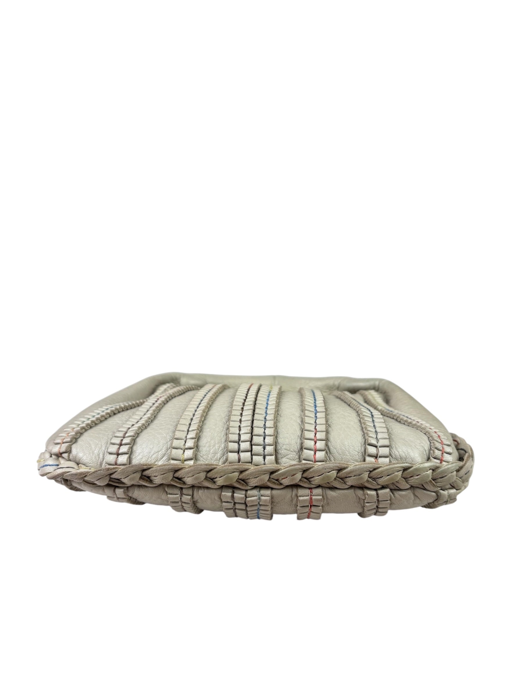 Bottega Veneta Ivory Leather Mini Cervo Braided Hobo Bag