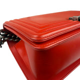 Chanel Red Leather Reverso Boy Flap Bag