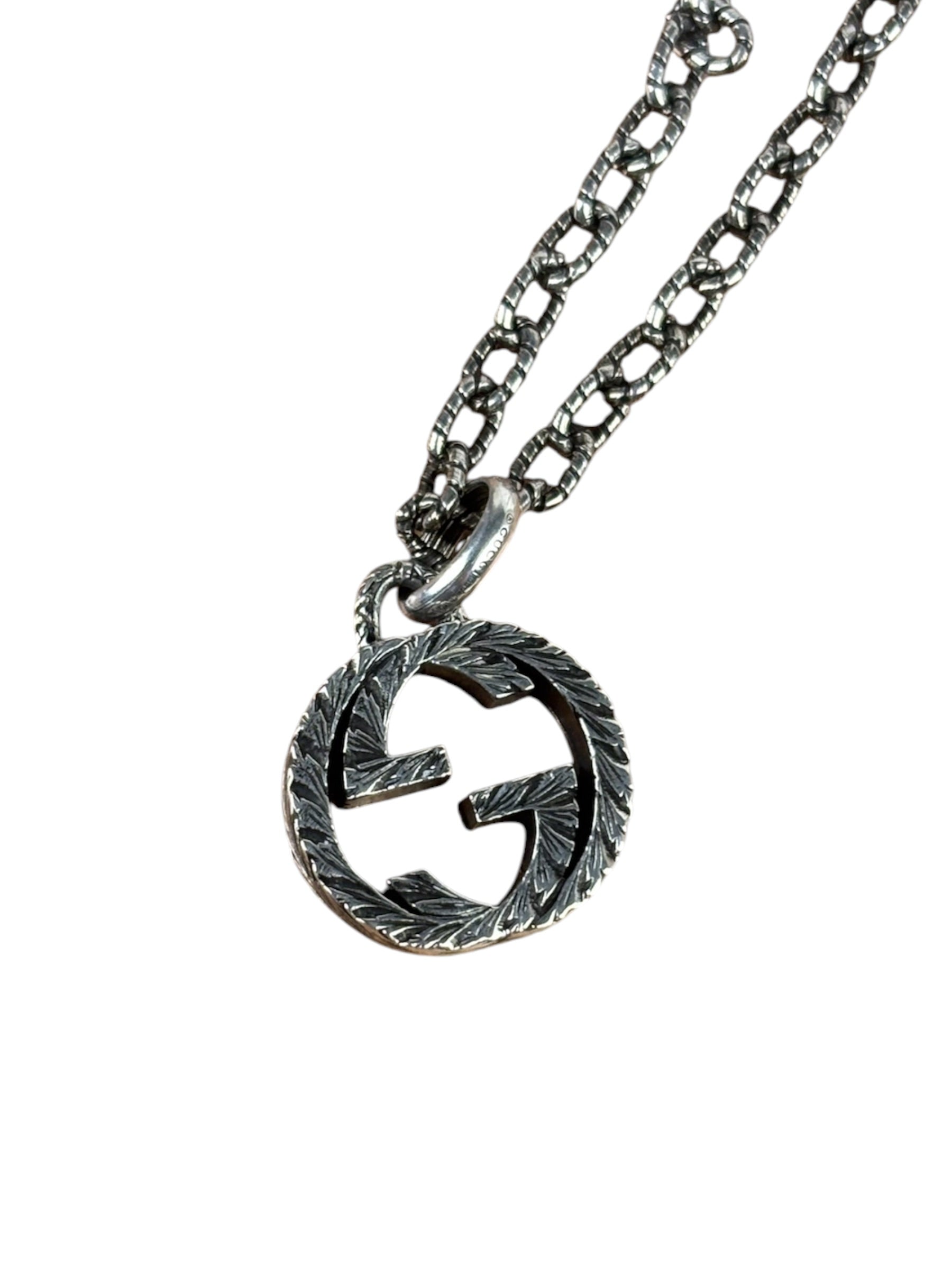 Gucci 925 Sterling Silver Interlocking GG Pendant Necklace