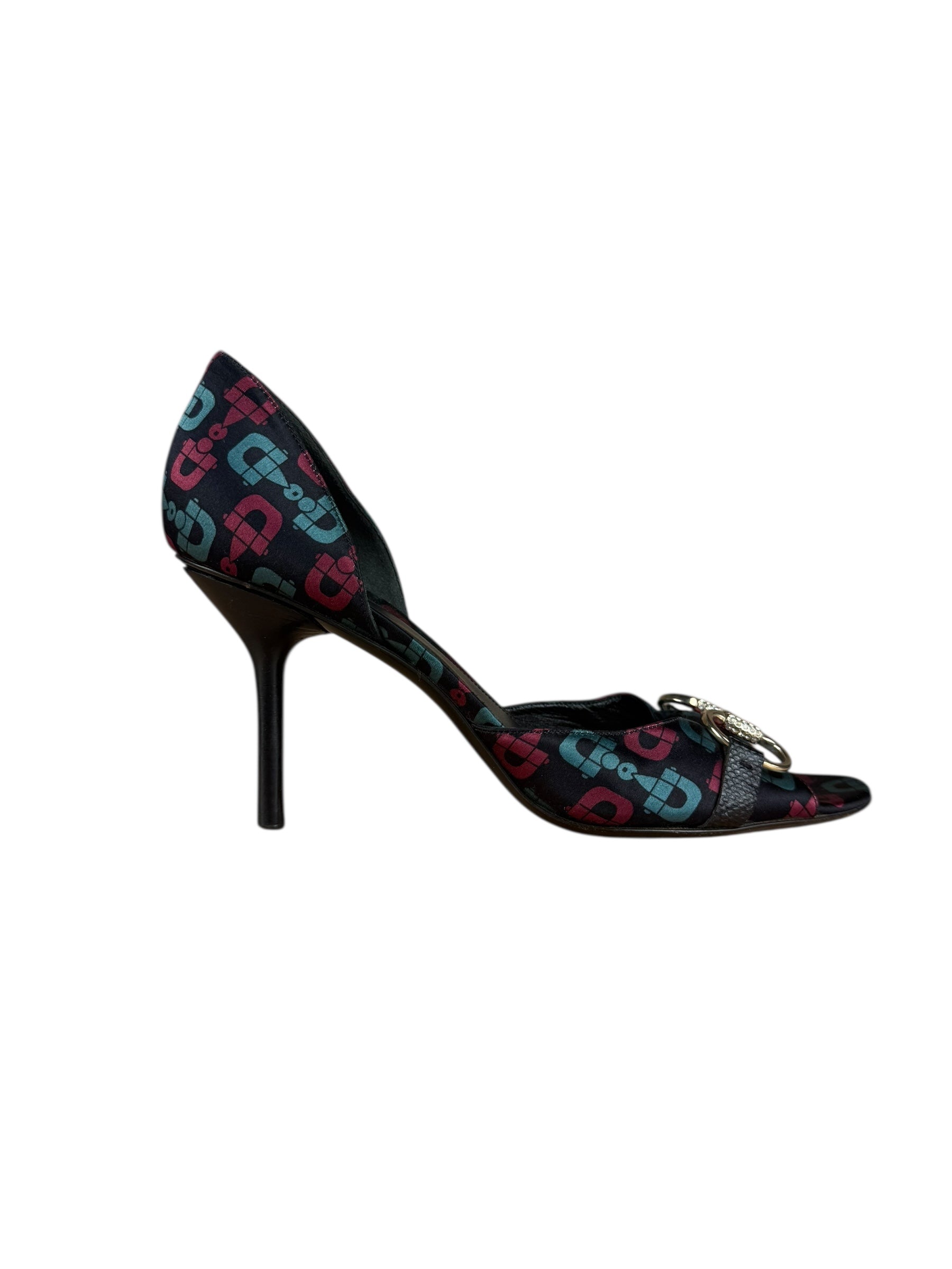Gucci Vintage Horsebit Open Toe Pumps