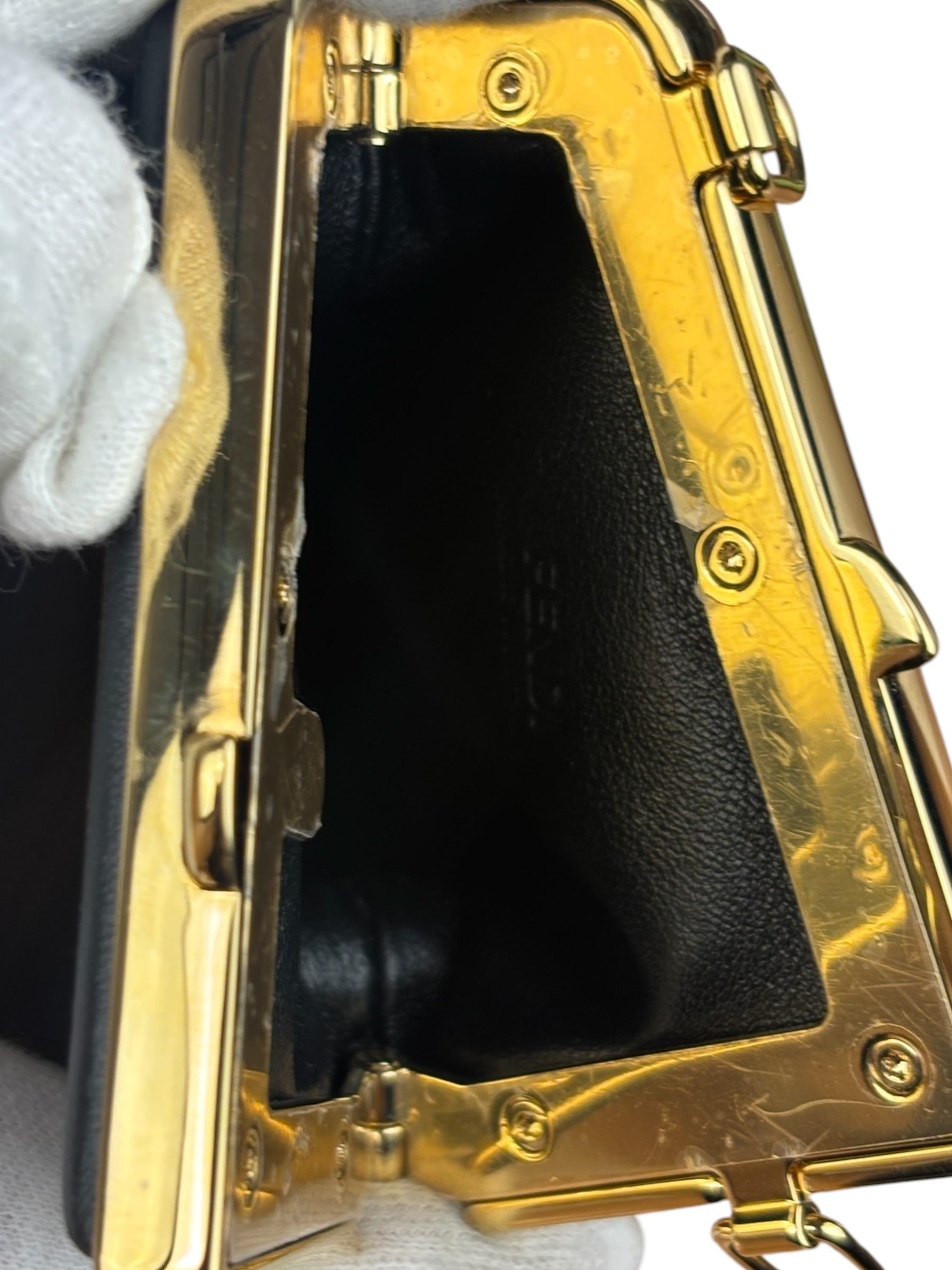 Fendi Black Leather Nano First Charm Shoulder Bag
