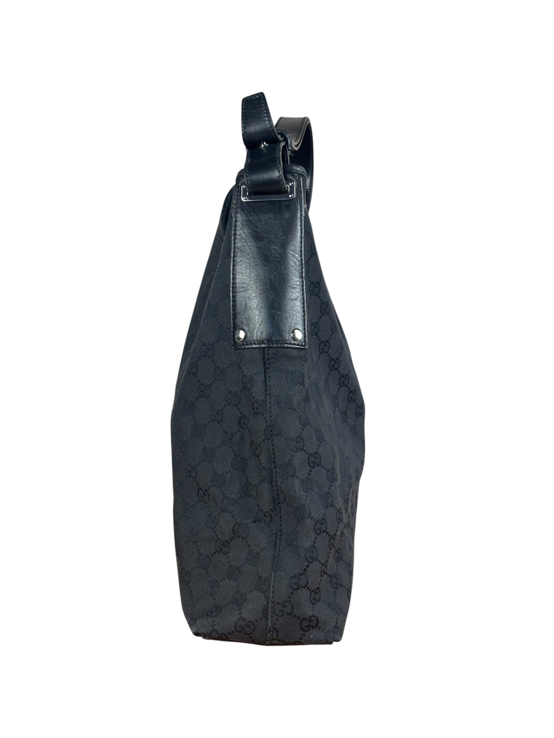 Gucci Trim Leather GG Monogram Jackie Hobo Shoulder Bag