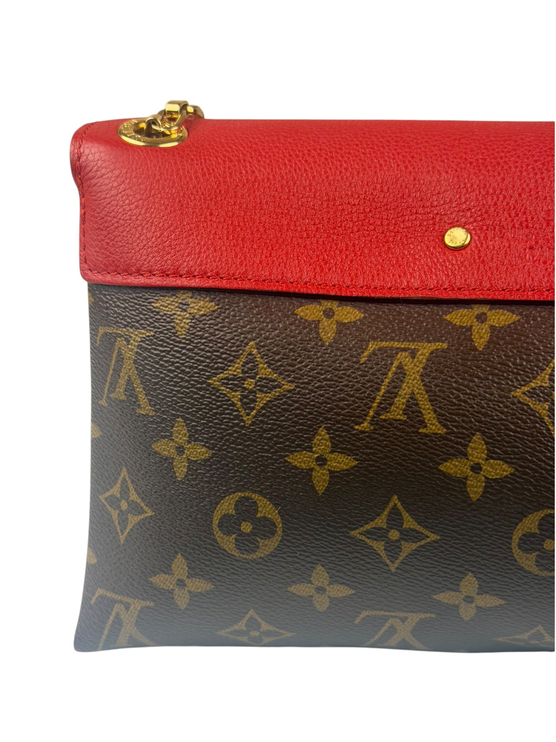 Louis Vuitton LV Monogram Red Leather Pallas Chain Bag