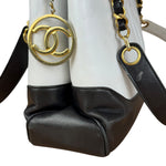 Chanel Vintage Black/White Leather CC Chain Tote '89-'91
