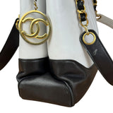Chanel Vintage Black/White Leather CC Chain Tote '89-'91