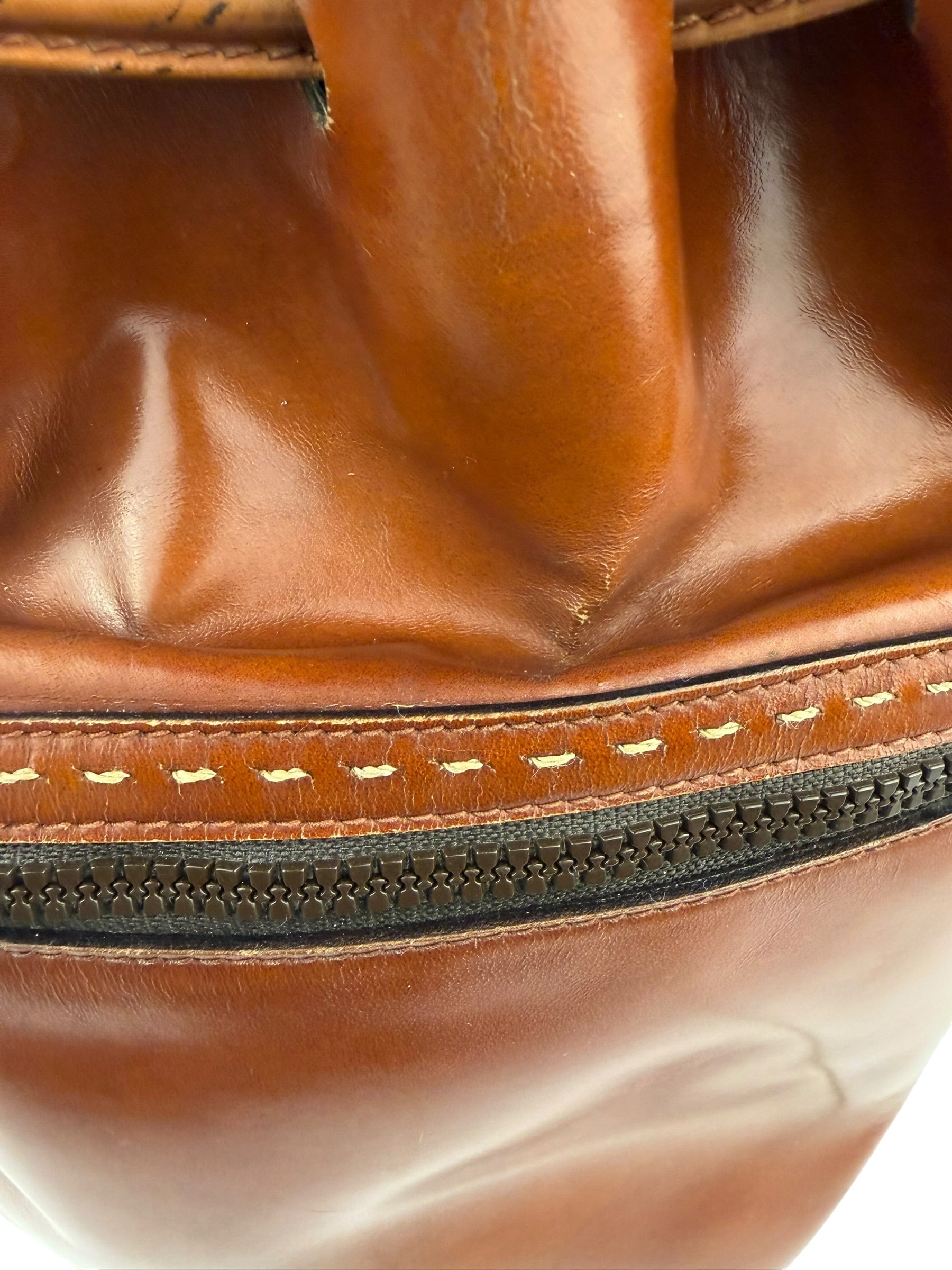 Celine Vintage Brown Leather Cinch Bucket Crossbody Bag