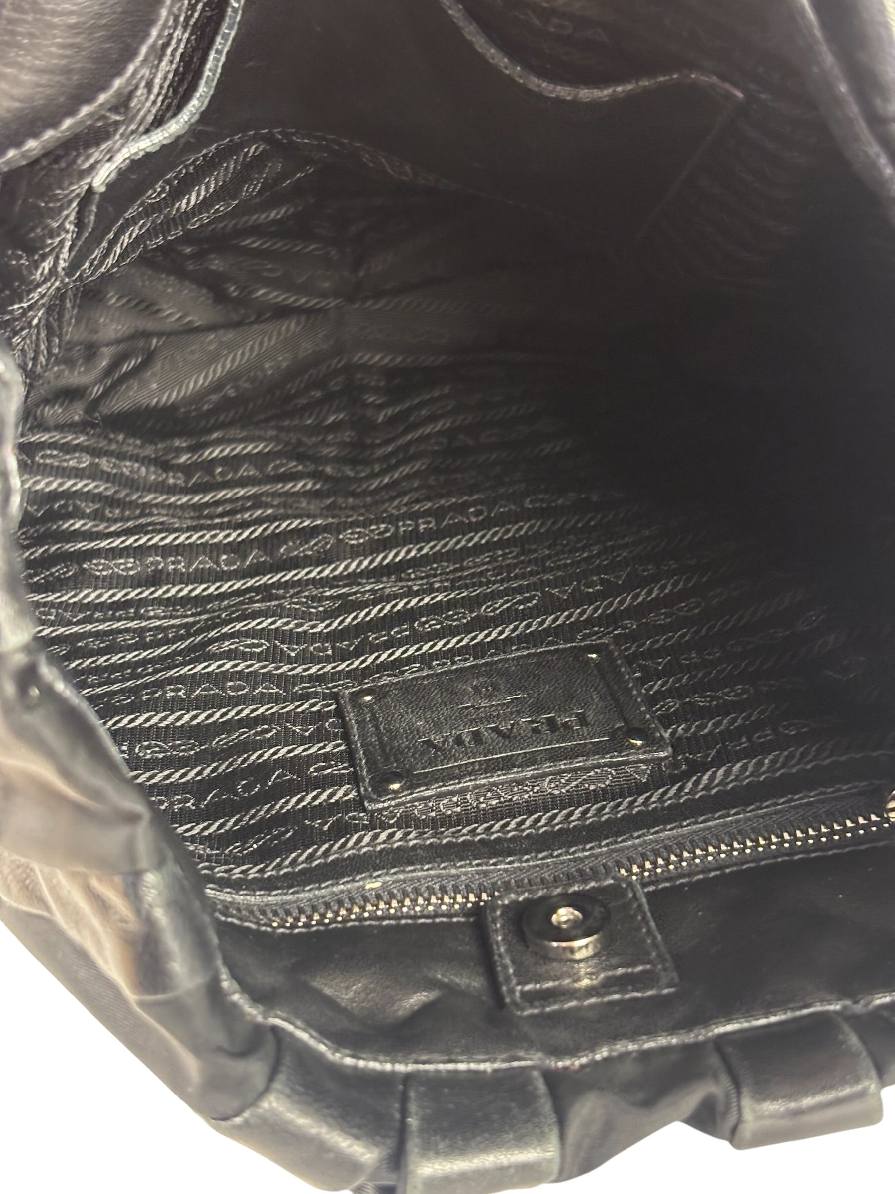 Prada Black Tessuto Nylon/Leather Trim Waves Hobo Bag