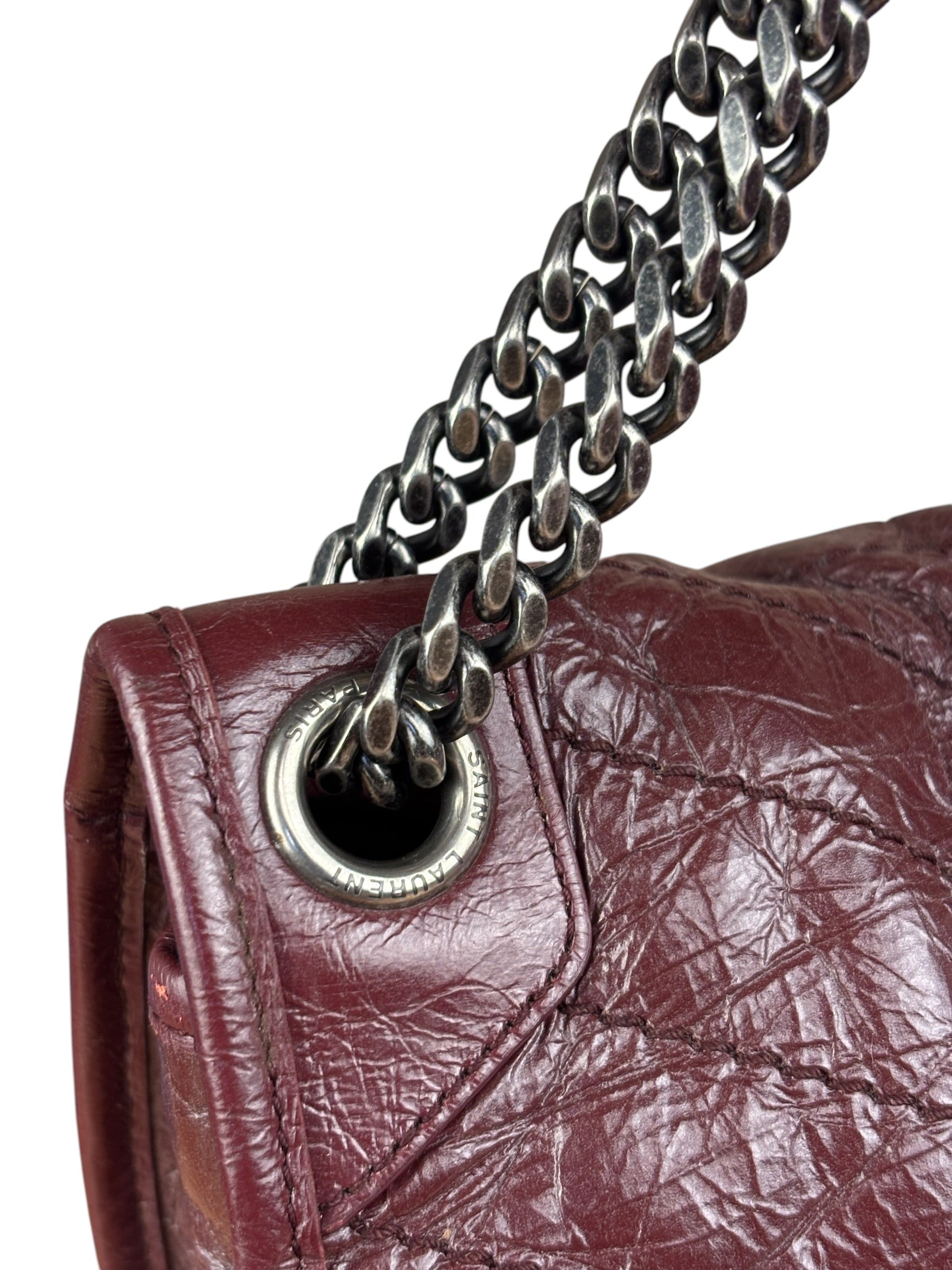 YSL Maroon Leather M Niki Shoulder Bag
