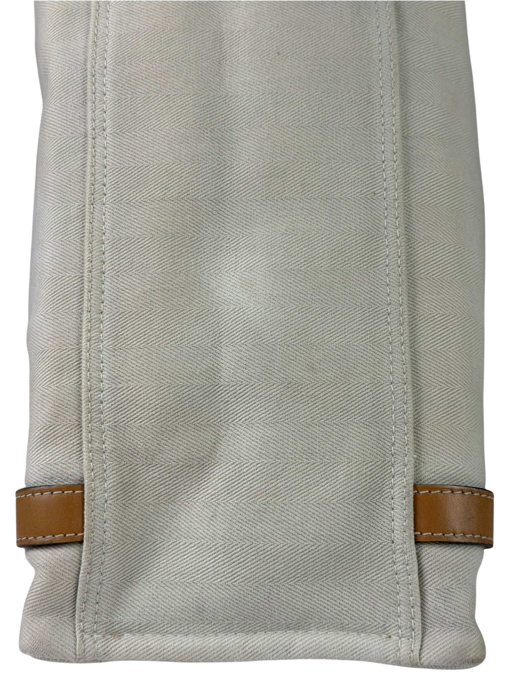 Hermes Beige/Brown Leather Trim Cabalicol Tote