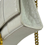 Balenciaga White Crocodile Embossed Hourglass Wallet On Chain