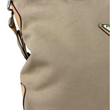 Prada Beige Cloth/Patent Leather Trim Shoulder Bag