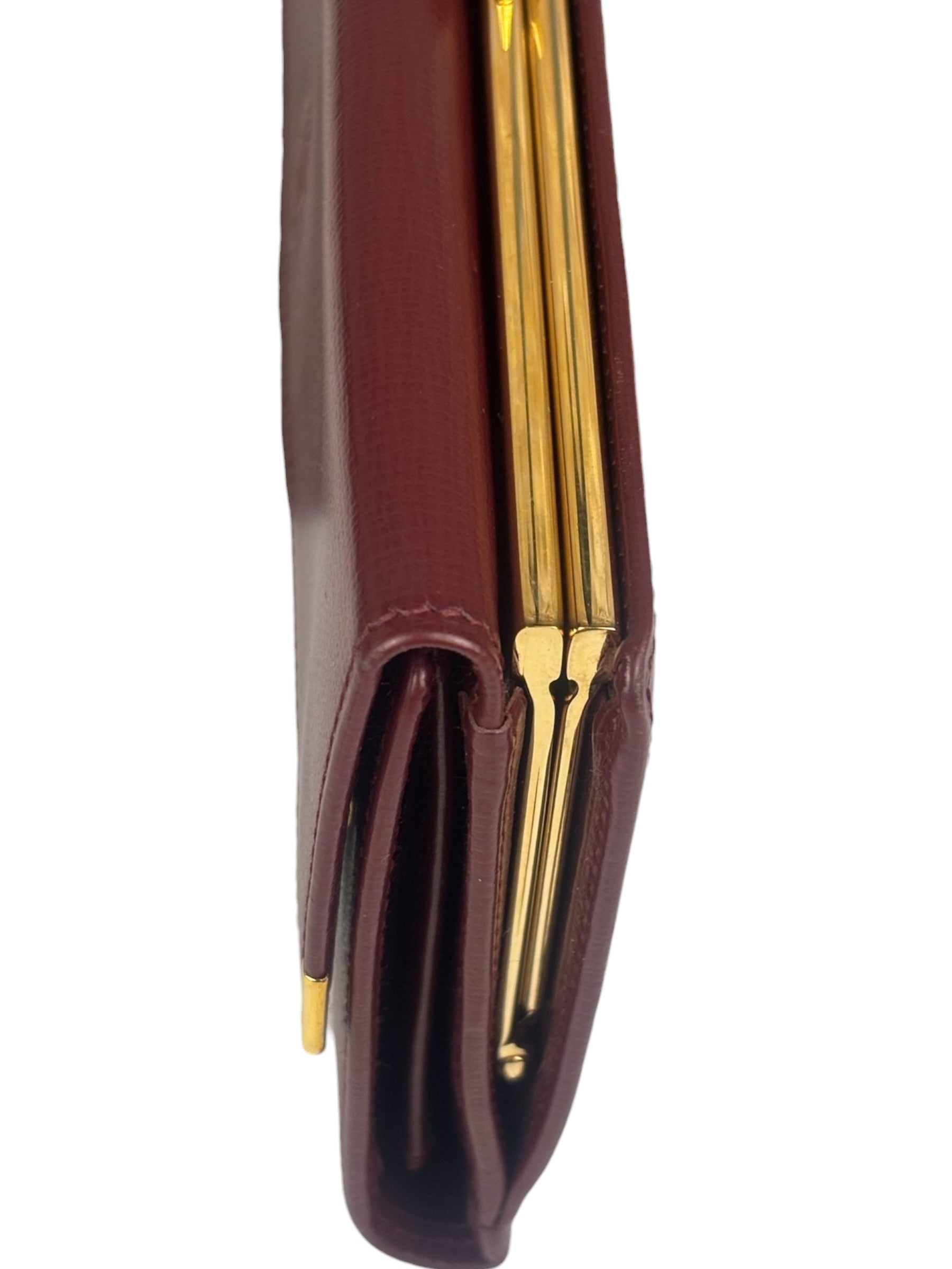 Cartier Burgundy Leather Trifold Long Wallet