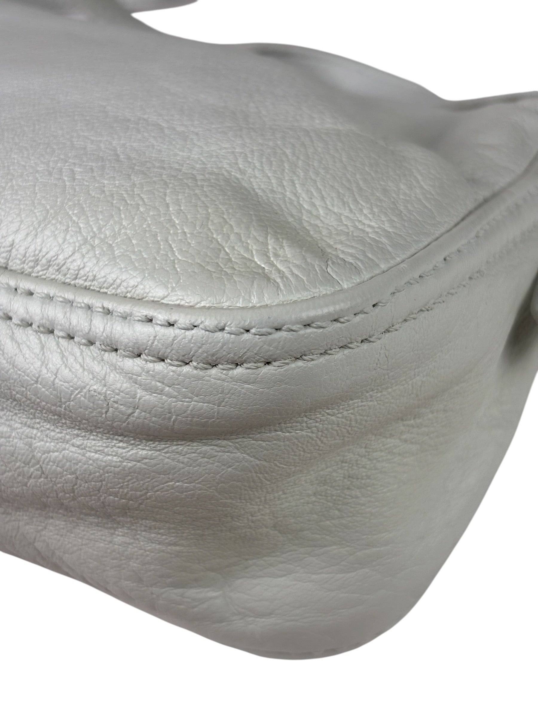 Fendi White Leather Baguette