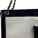 Chanel Vintage Black Patent Pony Hair Chain Pocket Tote 2005