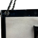 Chanel Vintage Black Patent Pony Hair Chain Pocket Tote 2005