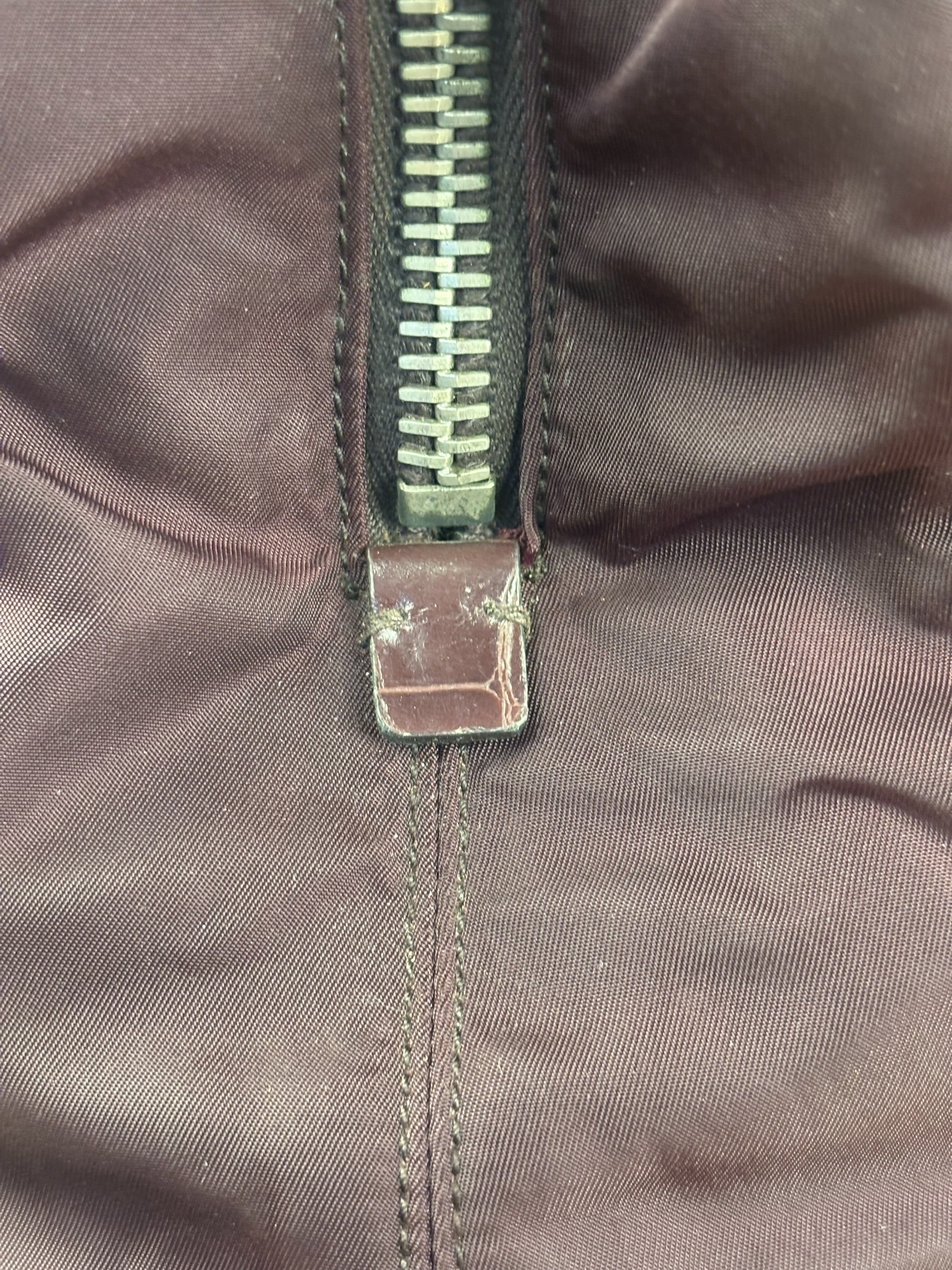 Prada Vintage Plum Nylon Leather Embossed Handbag