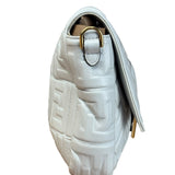 Fendi Large Zucca Embossed Leather Baguette White