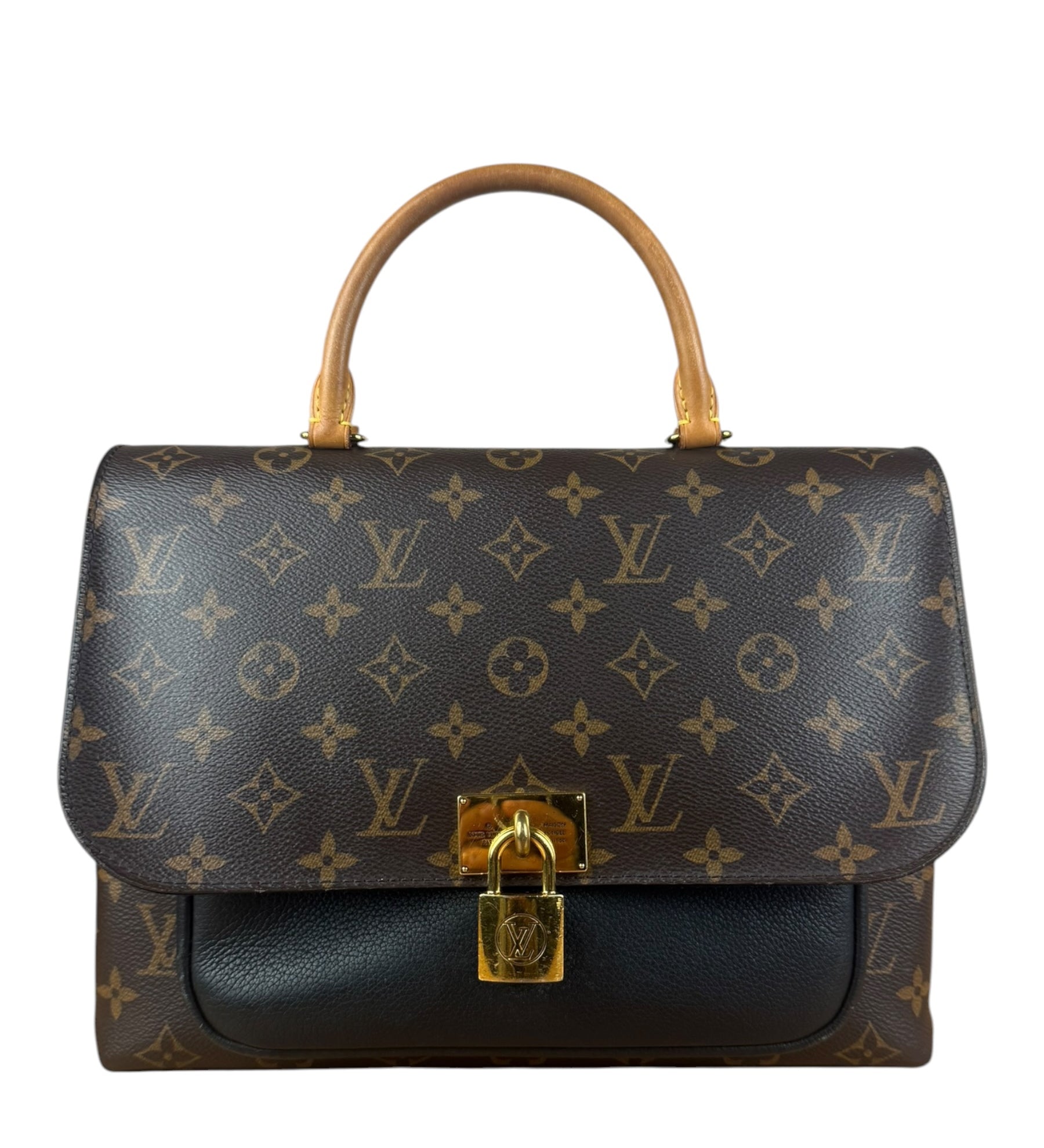 Louis Vuitton Black Leather/ Monogram Marignan 2Way Bag