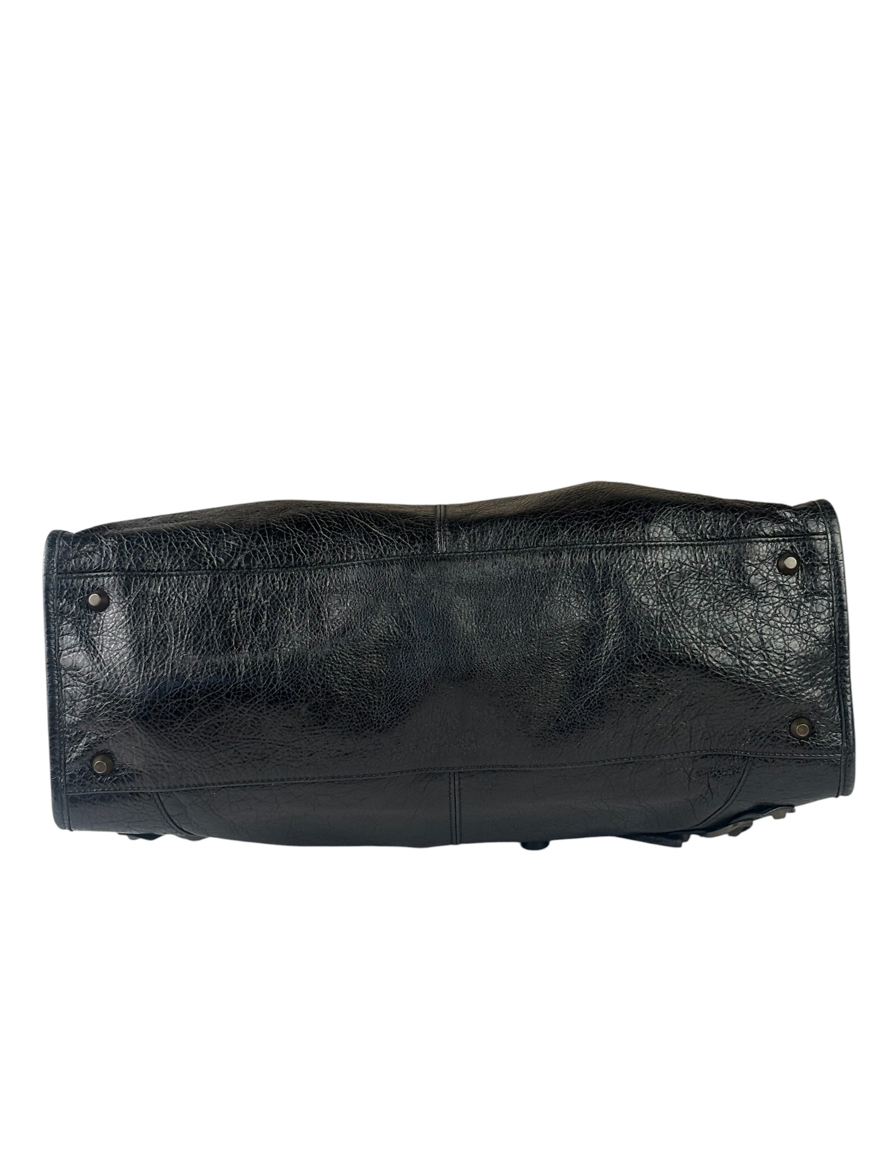 Balenciaga Black Lambskin Moto Work Two-Way Bag