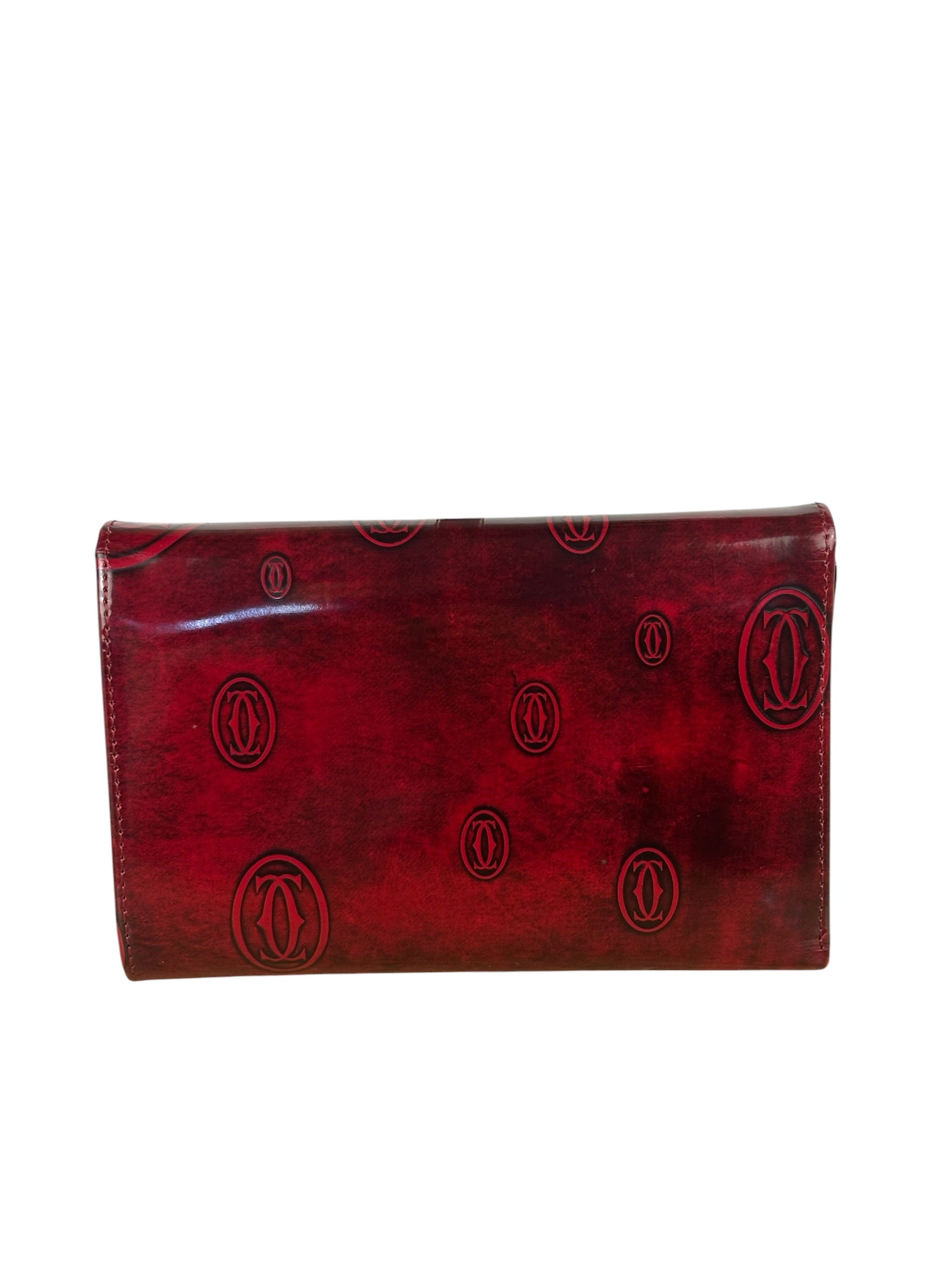 Cartier Red Patent Leather Must De Cartier Tri-Fold Wallet