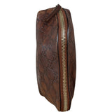 Gucci Vintage Brown Leather GG Zip Pouch