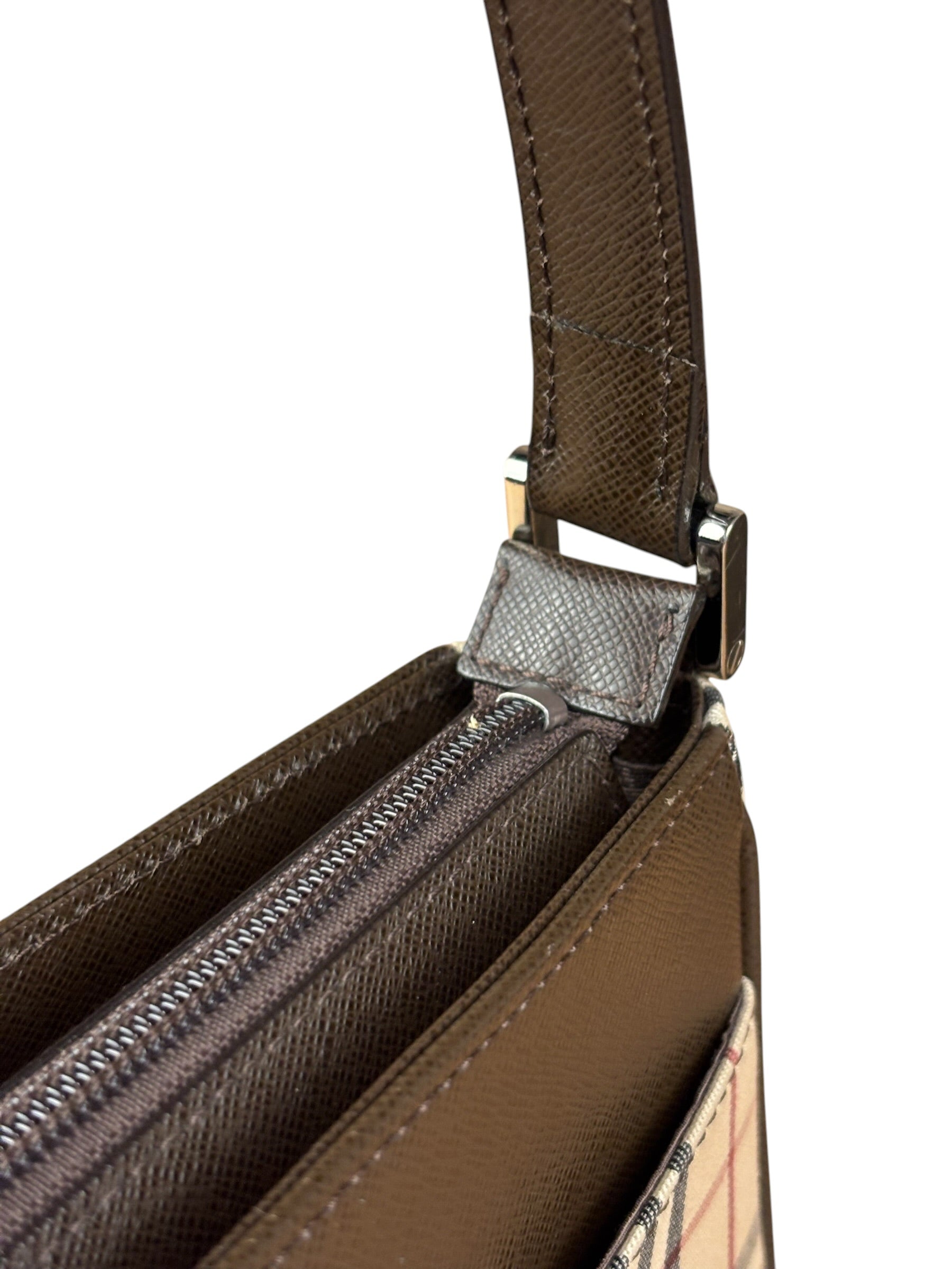 Burberry Vintage Leather Trim House Check Pochette