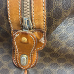 Celine Brown Leather Canvas Macadam Travel Handbag