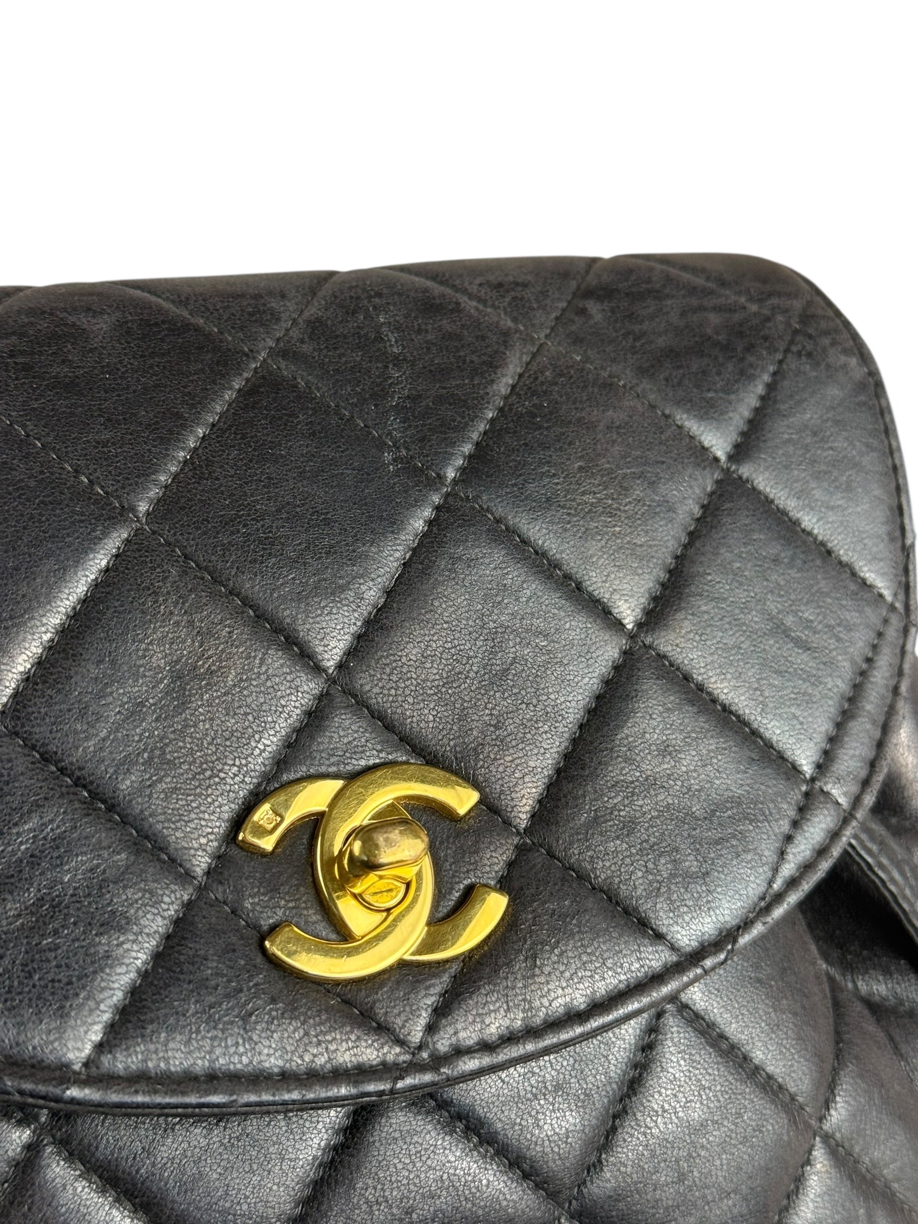 Chanel Black Quilted CC Duma Leather Backpack '97