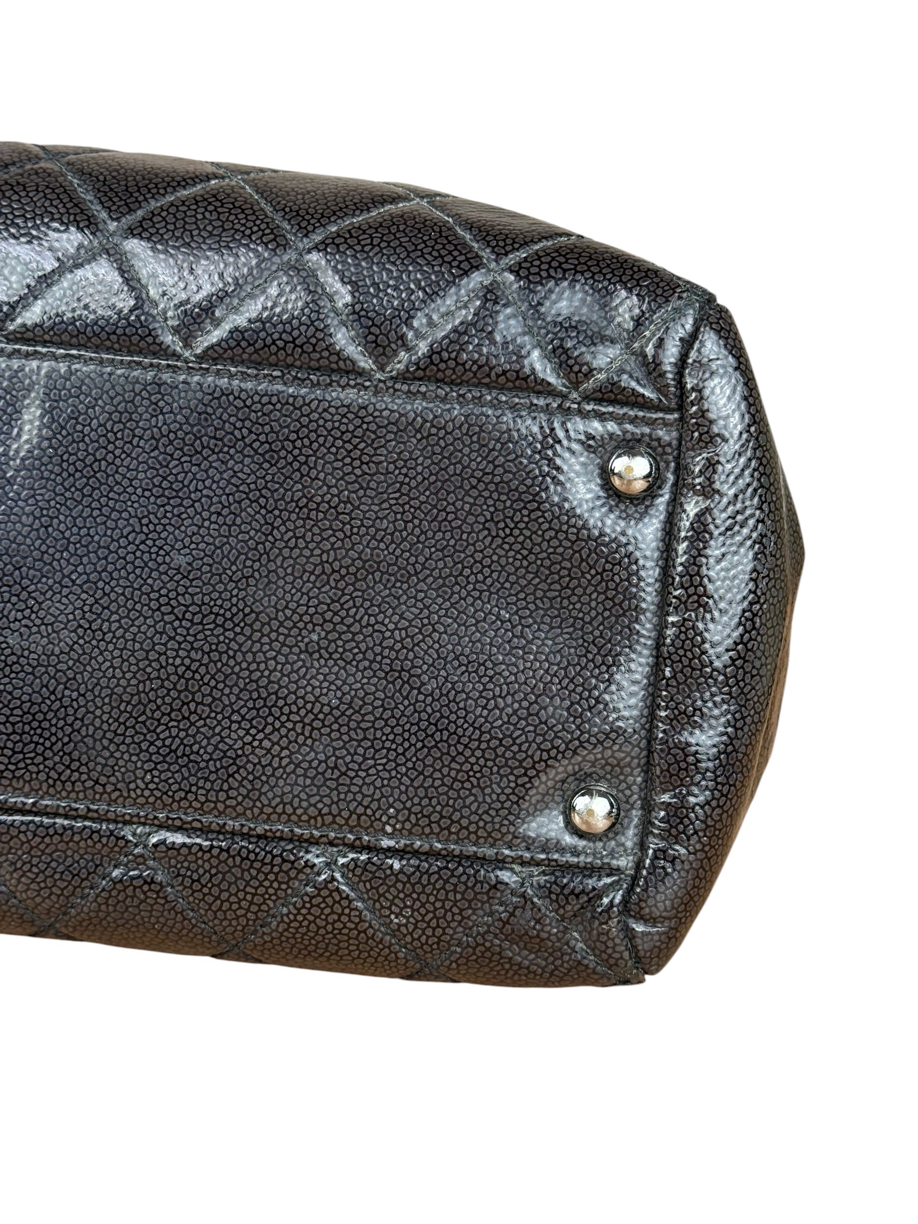 Chanel Black/Grey Textured Patent 2.55 Reissue Chain Tote