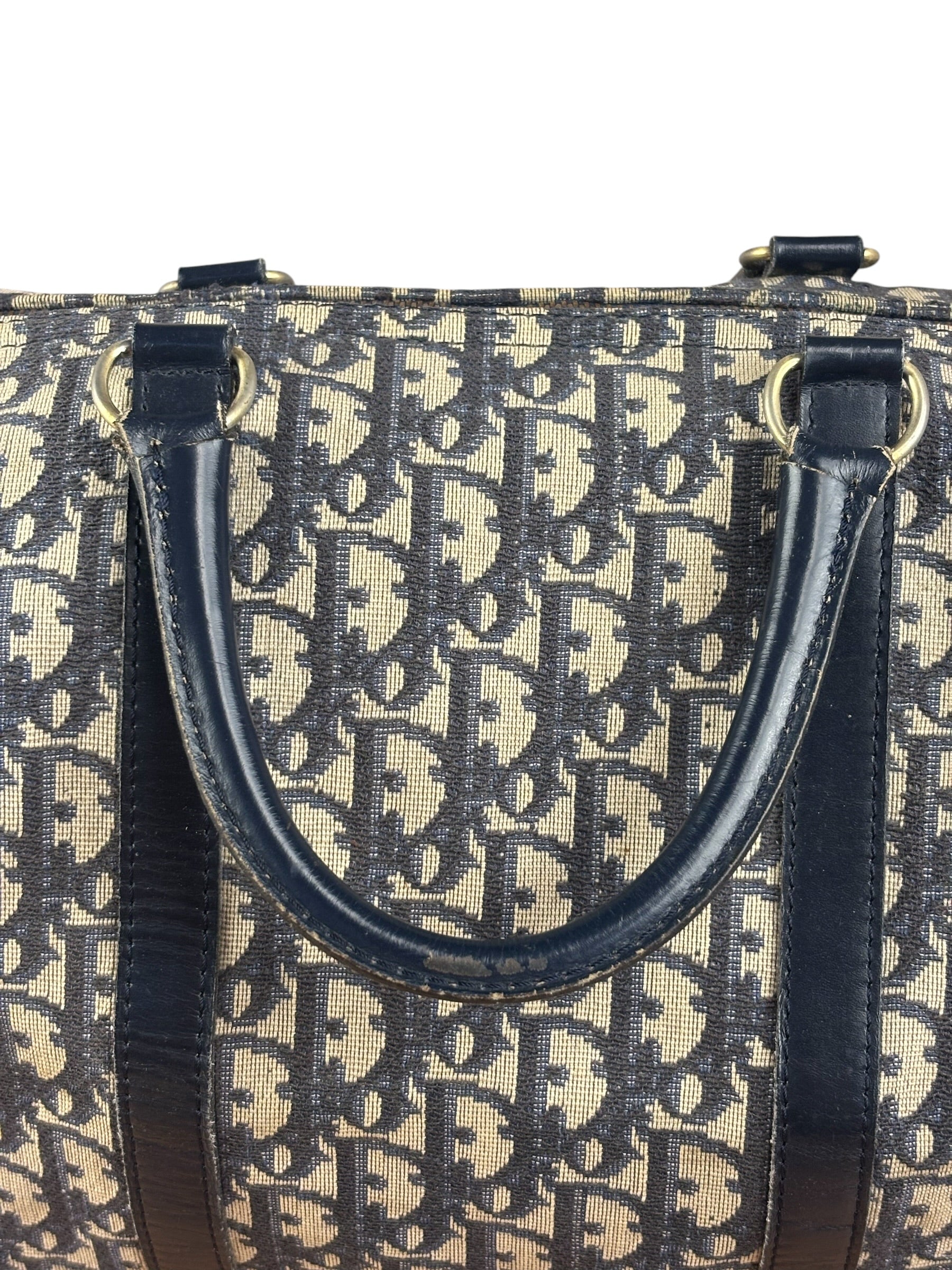 Christian Dior Vintage Navy Blue Trotter Boston Bag