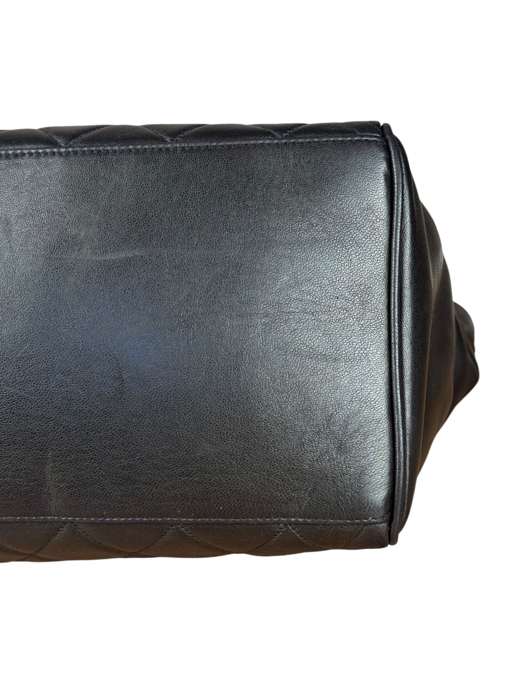 Chanel Black Quilted Leather Chain Shoulder Tote '94-'96