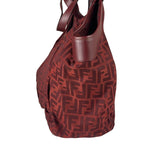 Fendi Red Leather Trim Zucca Chef Tote
